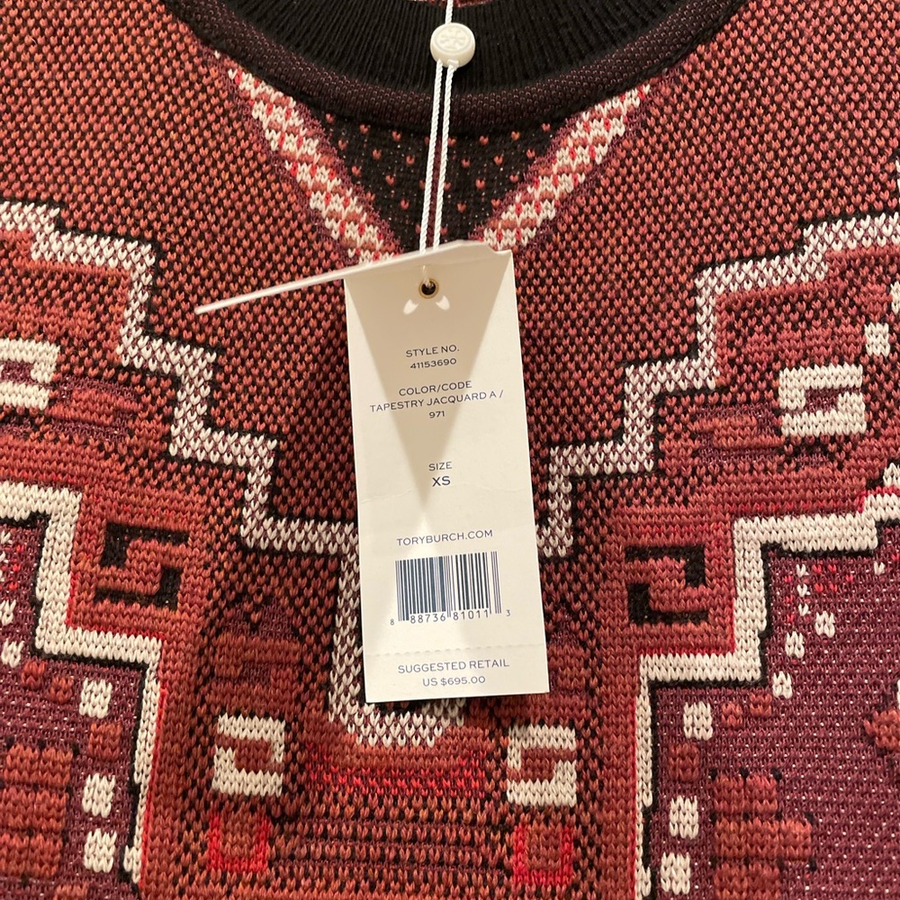 Tory Burch Women's Tapestry Jacquard Sweater Runway NWT XS